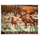 Large vintage tapestry of lot of deers