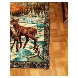 Large vintage tapestry of lot of deers