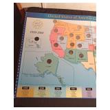 1999-2008 United State coin collecting map with 48 Quarters of the states