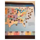 1999-2008 United State coin collecting map with 48 Quarters of the states