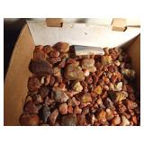 Flat of agates and more (some as big as 2 inches and 1 polished one 3 1/4 inches