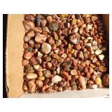 Flat of agates and more (some as big as 2 inches and 1 polished one 3 1/4 inches