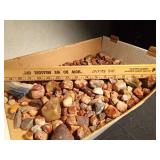 Flat of agates and more (some as big as 2 inches and 1 polished one 3 1/4 inches