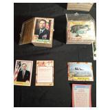 2 cases of desert storm trading cards, a case of president trading cards and a case of the Clinton - Lewinsky affair trading cards