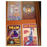 Framed concert poster flyers of Grateful Dead tribute issue, Purple Sage war memorial, John Mayall, Black Crowes, Indigenous, Train, Edge Fest