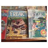 6 Freak brother comic books, 2 Billy The Kid 12cent comic books and Gene Autry 10 cent comic books
