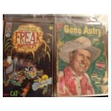 6 Freak brother comic books, 2 Billy The Kid 12cent comic books and Gene Autry 10 cent comic books
