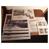 Ken Zylla Commemorative North American Game Bird Series of signed prints and a block of 4 collector stamps of Zylla