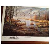 Ken Zylla Commemorative North American Game Bird Series of signed prints and a block of 4 collector stamps of Zylla