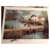 Ken Zylla Commemorative North American Game Bird Series of signed prints and a block of 4 collector stamps of Zylla