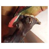 2 Chalkware parrots with glass eyes