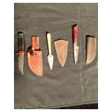 3 Handmade Damascus steel fixed blade with stained wood handle and sheath