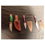 3 Handmade Damascus steel fixed blade with stained wood handle and sheath