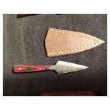 3 Handmade Damascus steel fixed blade with stained wood handle and sheath