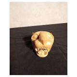 Hand carved wood jaguar mask of Mexican folk art