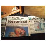 2 Magazine racks full of magazines and maps - Mad, mother earth news, Fur-fish game, Gopher Historian. Life, 911 newspapers and more