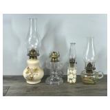 Lot of 4 Vintage oil Lamps - One Glows Green when Hit with a Black Light