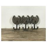 Cast Iron Key Hook / Coat Hanger with Horses and Horseshoes