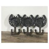 Cast Iron Key Hook / Coat Hanger with Horses and Horseshoes