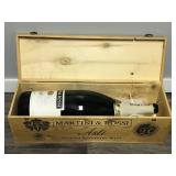 MILLENIUM MARTINI & ROSSI GIANT CHAMPAGNE BOTTLE EMPTY  WITH WOOD SHIPPING BOX - 22.5” Tall