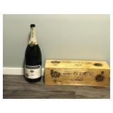 MILLENIUM MARTINI & ROSSI GIANT CHAMPAGNE BOTTLE EMPTY  WITH WOOD SHIPPING BOX - 22.5” Tall