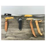Lot of 4 Fishing Fillet Knives with Sheaths