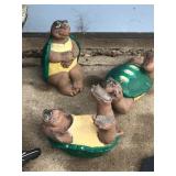 Lawn Ornaments - Owl - Bird - 3 Turtles - 2 Loons - Come Again Wood Sign - Large Flower Pot