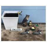 Lawn Ornaments - Owl - Bird - 3 Turtles - 2 Loons - Come Again Wood Sign - Large Flower Pot