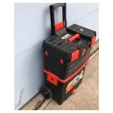 Black and Decker 2 Tier Master Cart Toolbox on Wheels full of Tools and Hardware