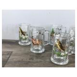 12 - Collectible Schmidt Beer Collector Series Mugs / Glasses - They have Bass, Deer, Pheasants and Mallards Pictured on them