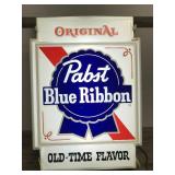 Vintage Original Pabst Blue Ribbon Lighted Beer Sign - “Old - Time Flavor”