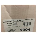 LesserEvil Cosmic Rings Berry Blast Organic Snacks (4 Bags, 3oz Each, Exp. 5/7/25)