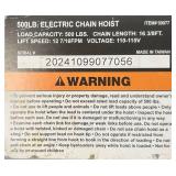 Strongway Mini Electric Chain Hoist, 500-Lb. Capacity, 16.4ft. Lift #99077 Msrp $899.99