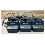RYOBI P118B 18V Battery Charger lot of 3