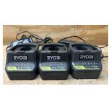 RYOBI P118B 18V Battery Charger lot of 3