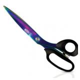 Extra Long Professional Tailor Scissors Stainless Steel Sewing Shears with Iridescent Blades 10.25 Titanium Plated Tailoring Scissors for Dressmak