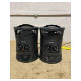 LOT OF 2 Honeywell HHF360B 1500W 360? Surround Indoor Heater Black: Portable Space Heater for Bedroom, ETL Listed, Fan Driven