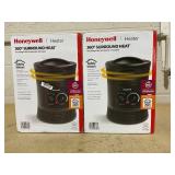 LOT OF 2 Honeywell HHF360B 1500W 360? Surround Indoor Heater Black: Portable Space Heater for Bedroom, ETL Listed, Fan Driven
