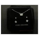 Giani Bernini Sterling Silver Cubic Zirconia Stuf & Necklace Set