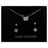 Giani Bernini Sterling Silver Cubic Zirconia Stuf & Necklace Set