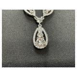Givenchy Crystal Trio Lariat Necklace, 16" + 3" extender (A Bit Tarnished, Missing 1 Stone)