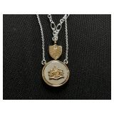 Lauren Ralph Lauren Gold & Silver-Tone Inlay Crest Pendants Necklace
