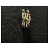 And Now This Crystal Small Crossover Hoop Earrings, 0.95" in Gold Tone (Slightly Used)