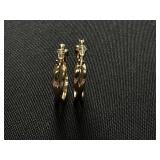 And Now This Crystal Small Crossover Hoop Earrings, 0.95" in Gold Tone (Slightly Used)
