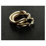 And Now This Crystal Small Crossover Hoop Earrings, 0.95" in Gold Tone (Slightly Used)