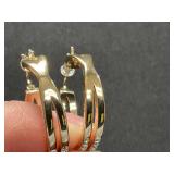 And Now This Crystal Small Crossover Hoop Earrings, 0.95" in Gold Tone (Slightly Used)