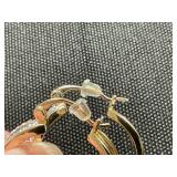 And Now This Crystal Small Crossover Hoop Earrings, 0.95" in Gold Tone (Slightly Used)