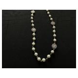 Charter Club Gold-Tone Crystal Filigree & Imitation Pearl Strand Necklace