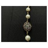 Charter Club Gold-Tone Crystal Filigree & Imitation Pearl Strand Necklace