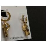 Kate Spade New York Cubic Zirconia Whistle Charm Huggie Hoop Earrings
